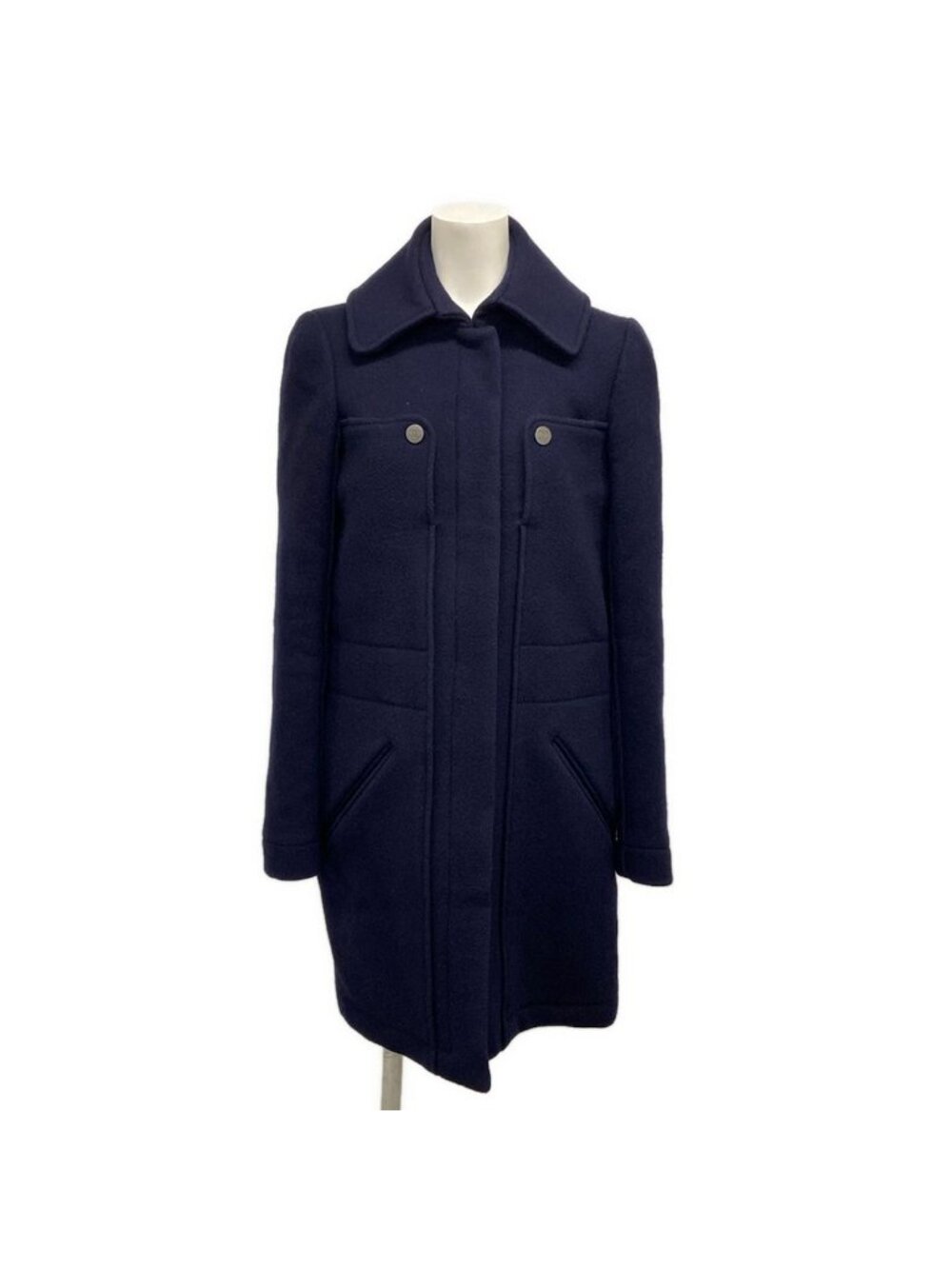 Chanel Coat Navy Wool Angora 34